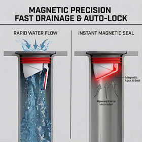 COLDDD magnetic core installed inside a drain for rapid water flow.