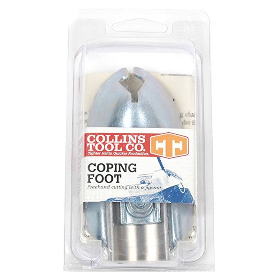 Collins Tool Coping Foot, original wide view, shows simple setup for precise coping.