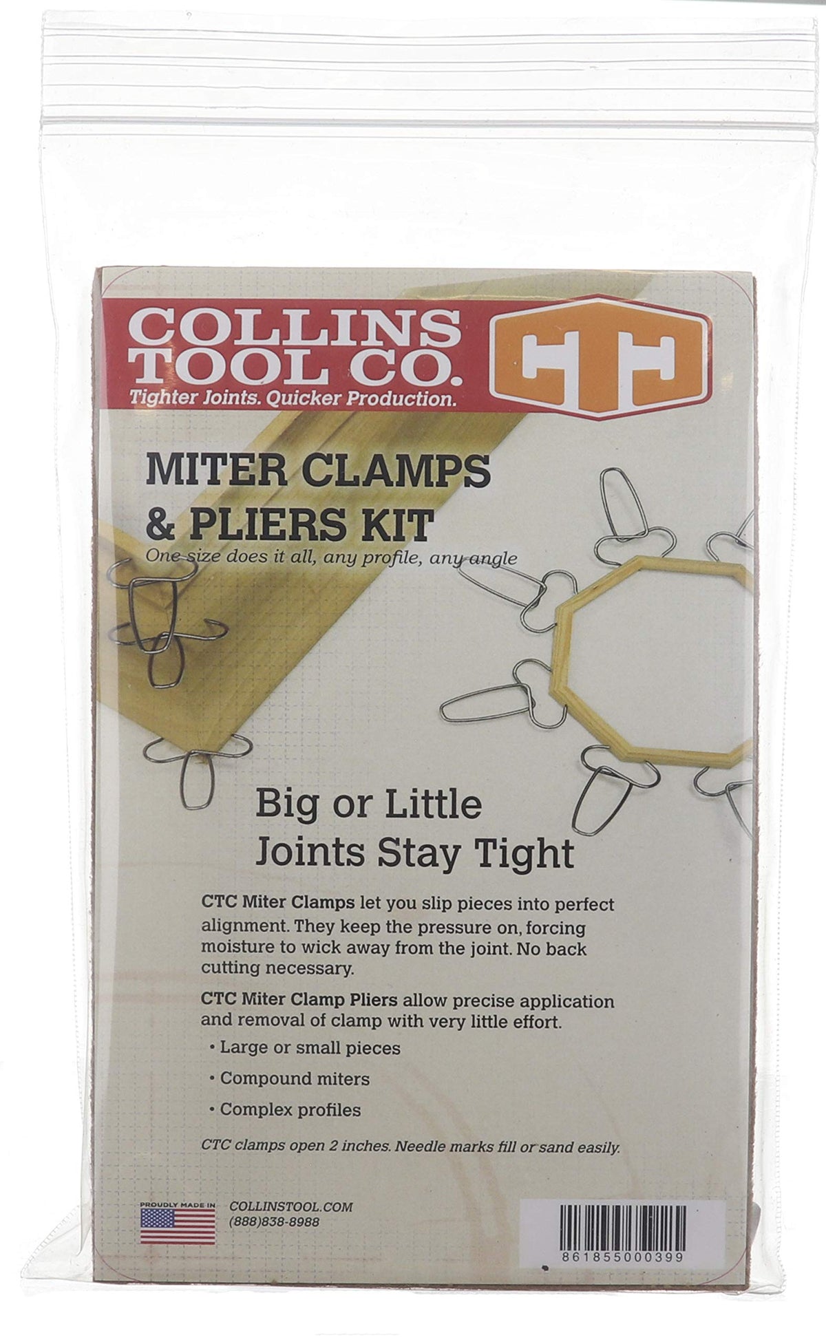 Collins Tool precision tip pierces wood cleanly for joints.