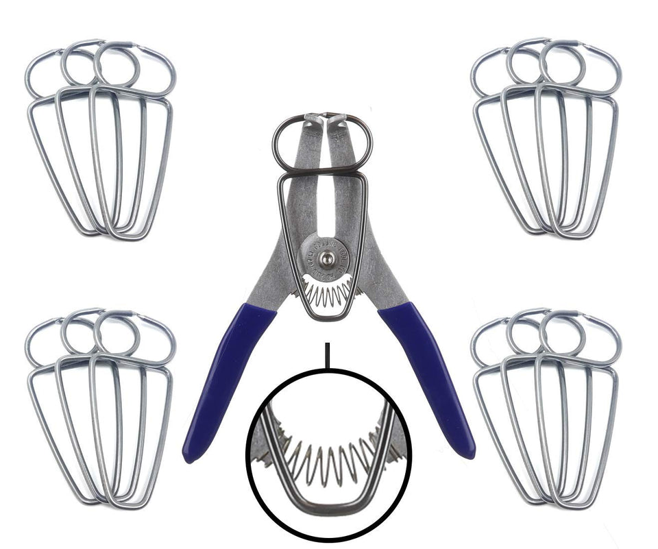 Collins Tool spring-loaded pliers closeup for precise miter work.