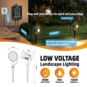 COLOER 40W transformer powers dusk-to-dawn lighting with programmable timing.