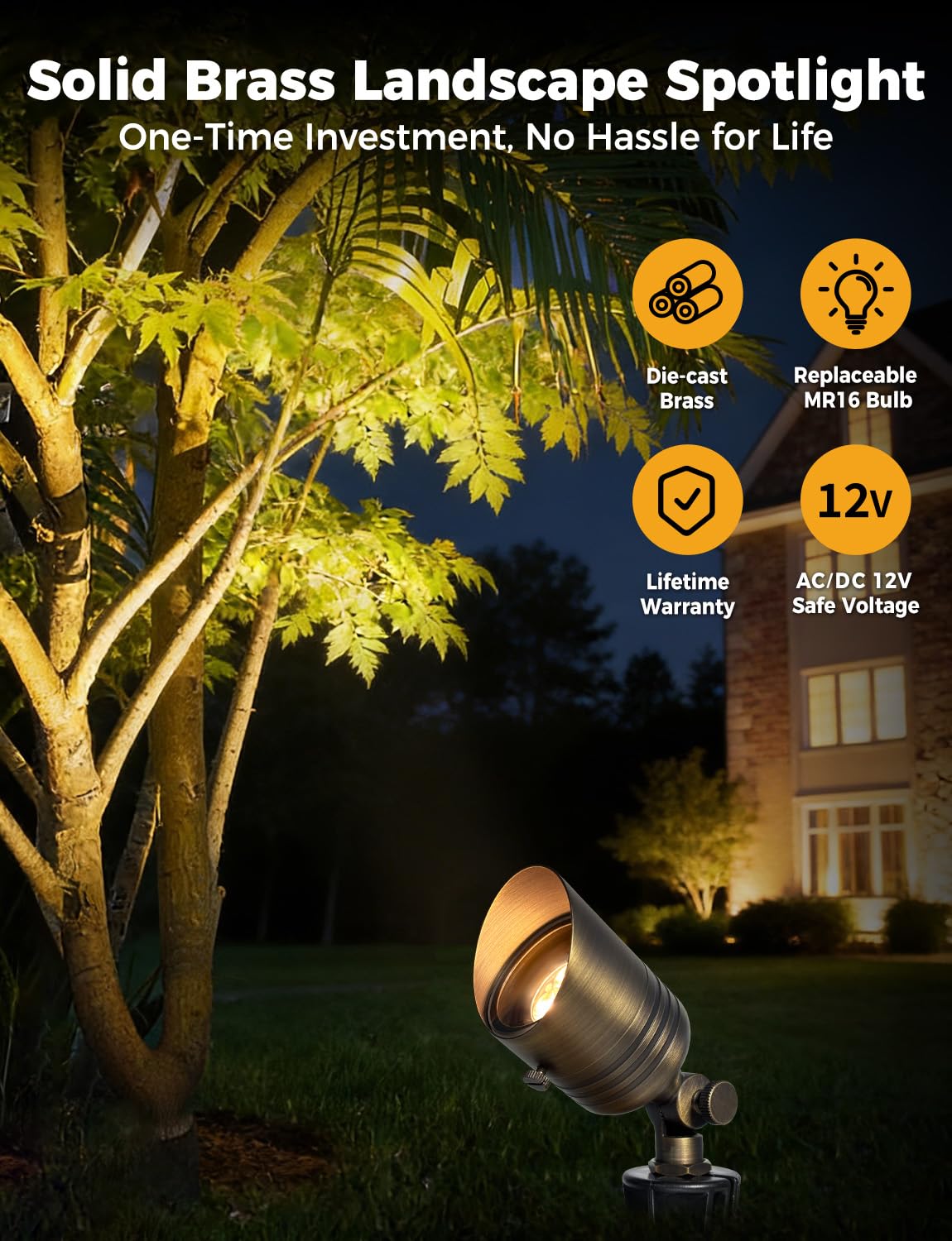 COLOER brass outdoor spotlight adjustable knuckles for precise beam control