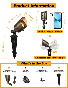COLOER brass outdoor spotlight in garden path lighting for features
