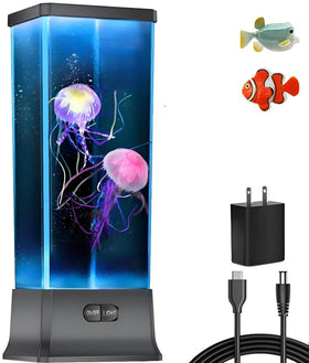 COLORLIFE electric jellyfish tank table lamp—front view, calming ambient light for living spaces.