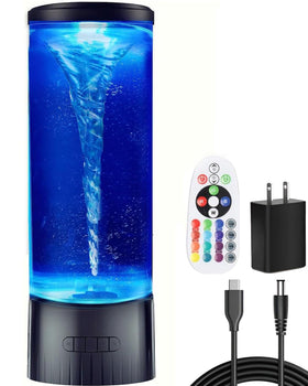 COLORLIFE LED Twister Lamp with tornado visual highlighting a dramatic living room centerpiece