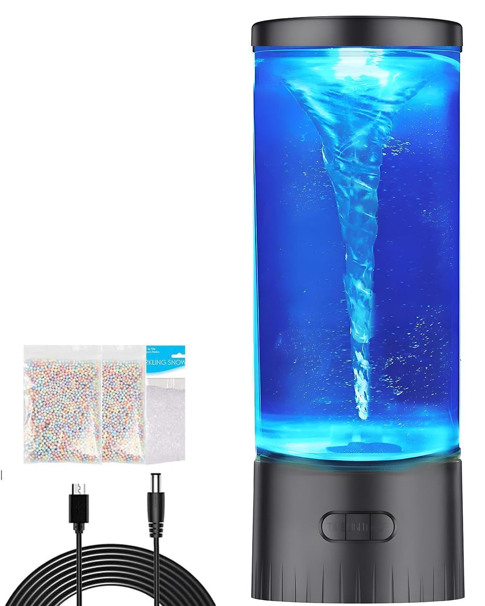 COLORLIFE Twister Water Vortex Lamp on desk creates a mesmerizing tornado effect for study and focus