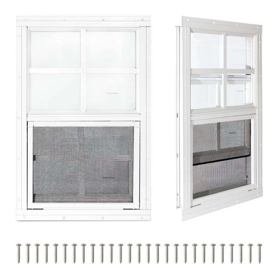 COLORPAPA shed window 12x18 front view with flush mount for seamless walls and easy installation.