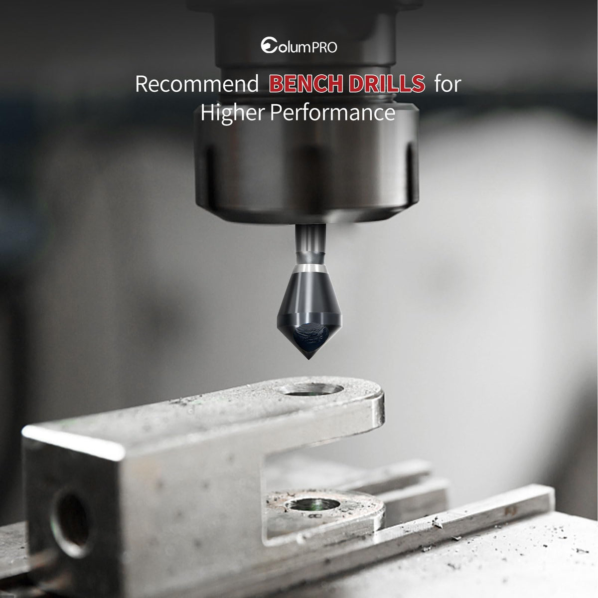 ColumPRO cobalt countersink 10-15mm quick chip ejection for smooth cuts.