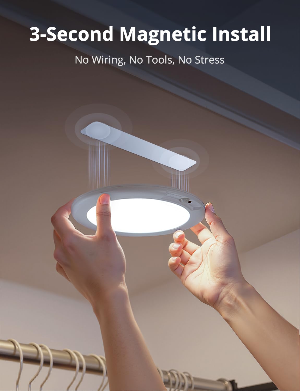 Combuh 6000mAh battery closet light delivers long runtime between charges.