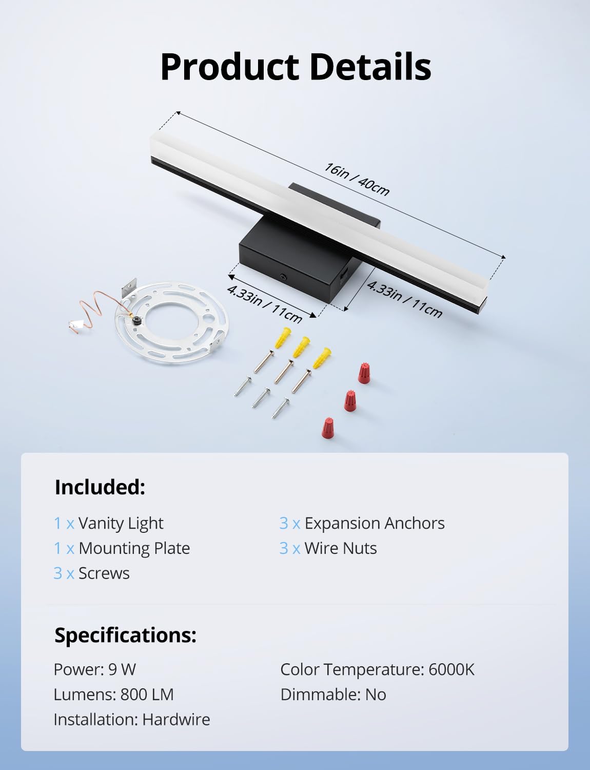 Combuh cool-white 6000K bathroom light highlights makeup and grooming tasks