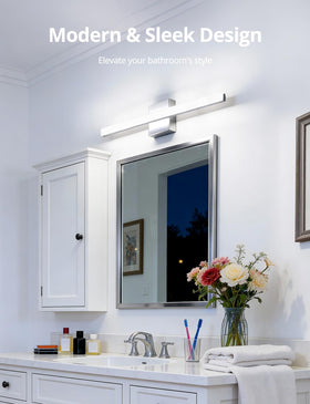 Chrome finish detail on the Combuh vanity light for a modern look.