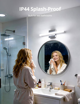 Combuh slim-profile chrome vanity light fits a modern bathroom aesthetic.