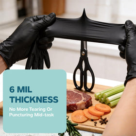GUSTO gloves with textured fingertips for secure grip on wet or oily foods