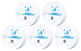 ComfyTune 5-pack leak detectors, front view, ready to guard multiple rooms.