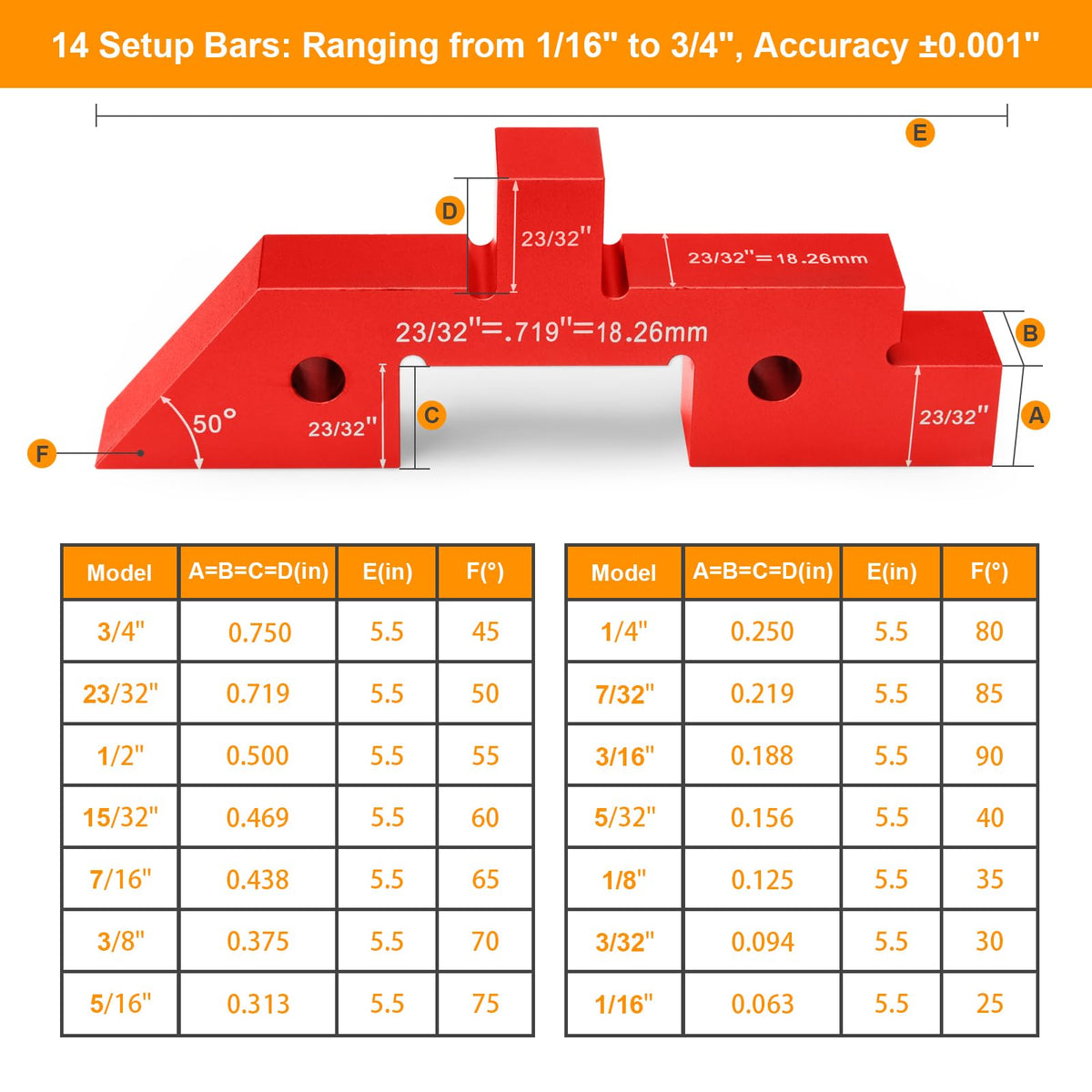Comfylichi precision-height-depth-angle blocks with laser markings for accuracy.