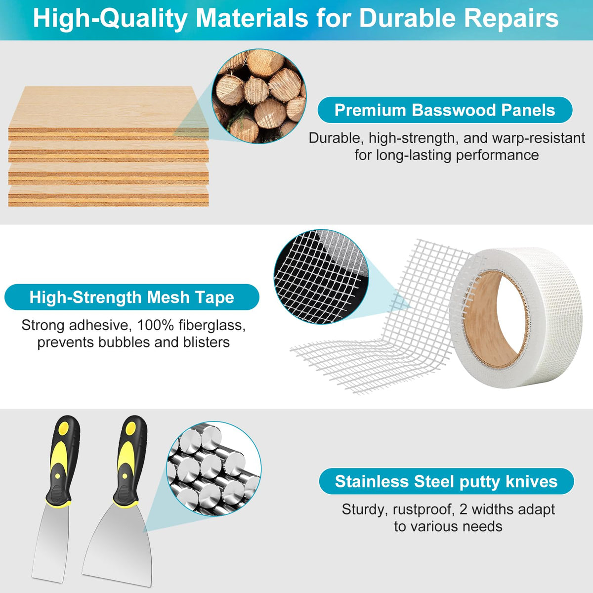 Comkrivy 12mm basswood panels for strong, lasting patches