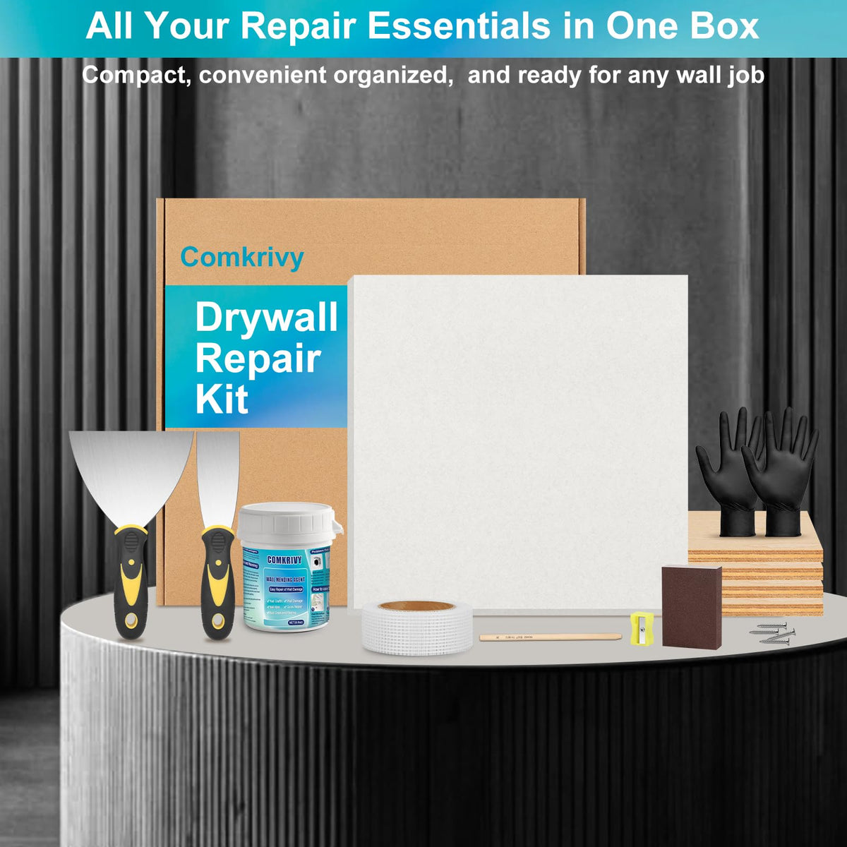 Comkrivy wall putty and tools kit for a smooth finish