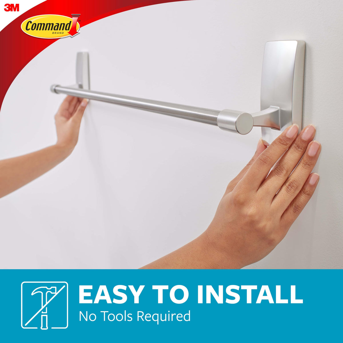 Command Bath Satin Nickel Installation demonstrates tool-free setup