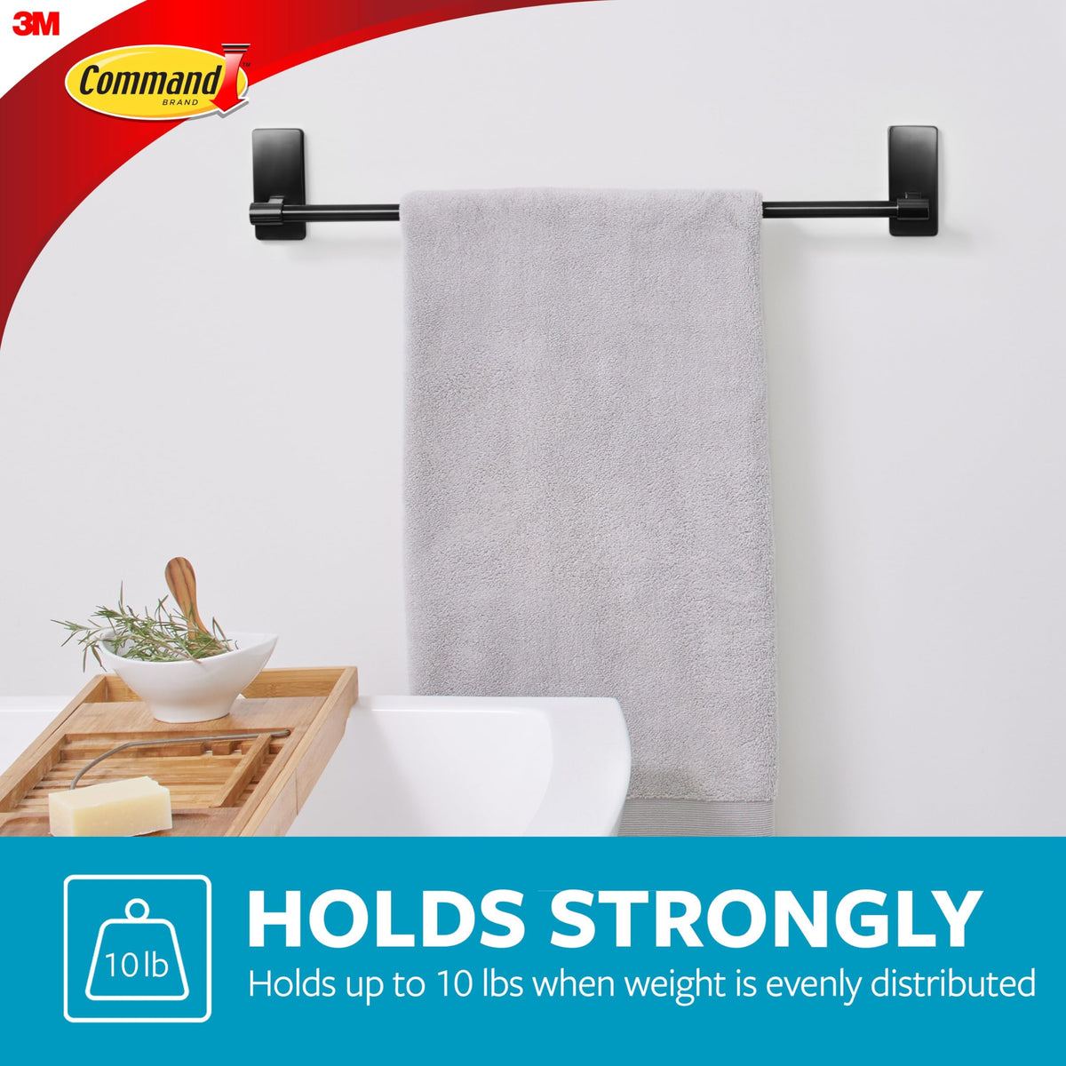 Command Towel Bar removes cleanly leaving no residue or holes