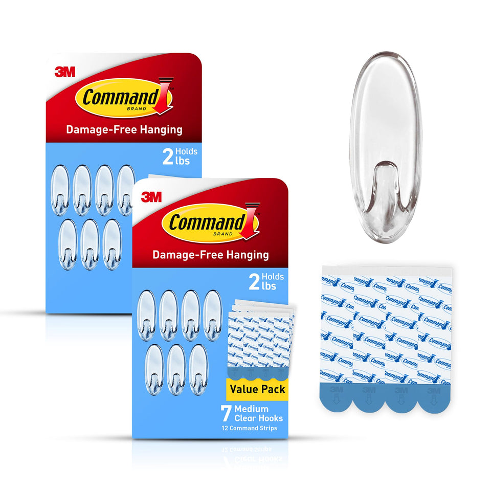 Command Clear Medium Hooks kit enables damage-free organization on walls