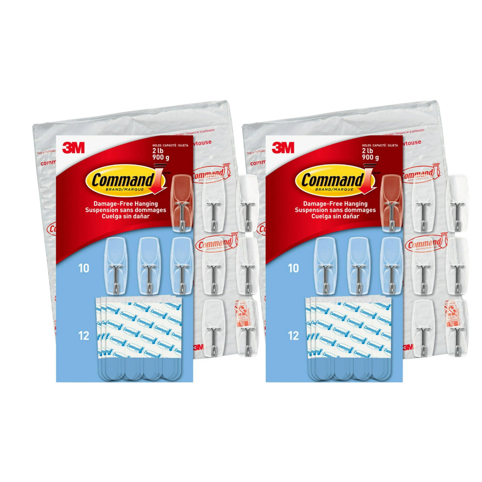Command Clear Medium Wire Hook package shows contents, ideal for organizing entryway or classroom spaces.