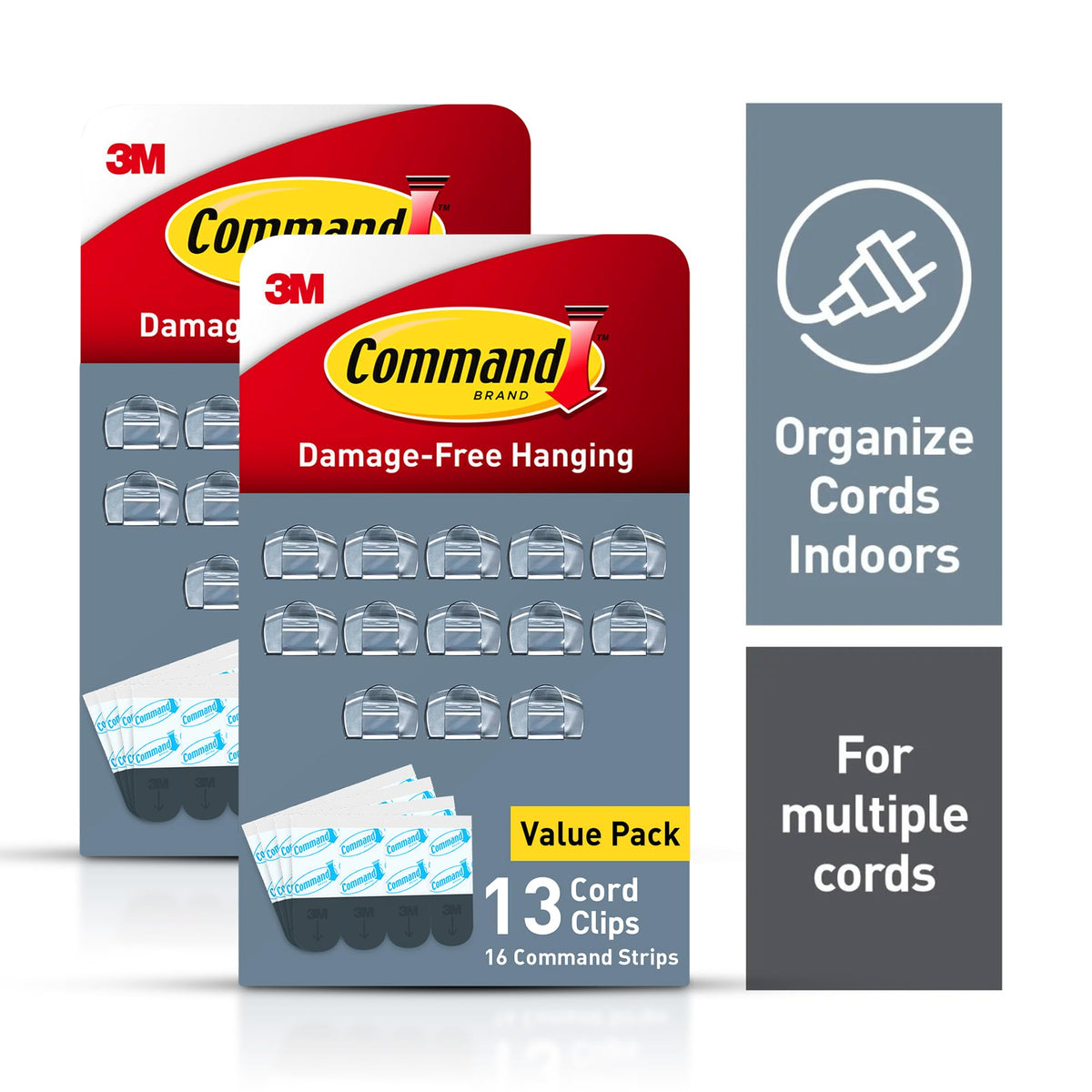 Command Clear Round Cord Clip attached to wall for clutter-free cables