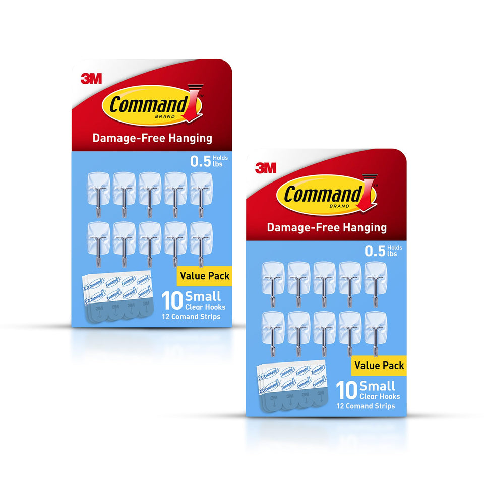 Command Clear Small Wire Hooks package showing 20 hooks and 24 strips for damage-free hanging