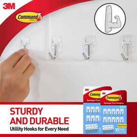 Command Clear Small Wire Hooks used for hats, calendars, and keys in a tidy setup