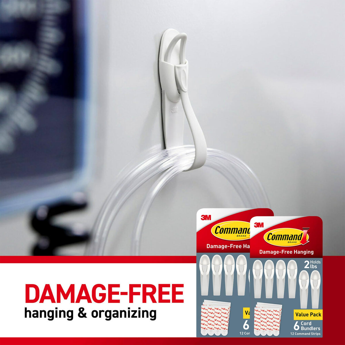 Command Cord Bundlers in a home office showcase clutter-free power and data cords.