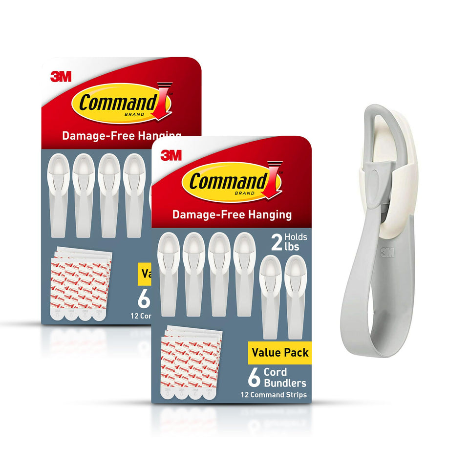 Command Cord Bundlers pack keeps desks tidy by organizing cables behind your setup.