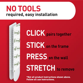 Command damage-free removal preserves wall surfaces when updating decor.