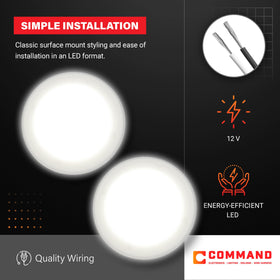 Command Electronics OEM LED RV ceiling light with low-profile design, fits slim interiors.