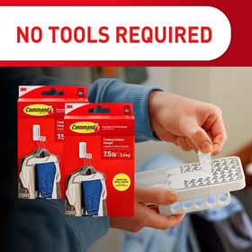 Command folding clothes hanger holds up to 7.5 pounds per unit.