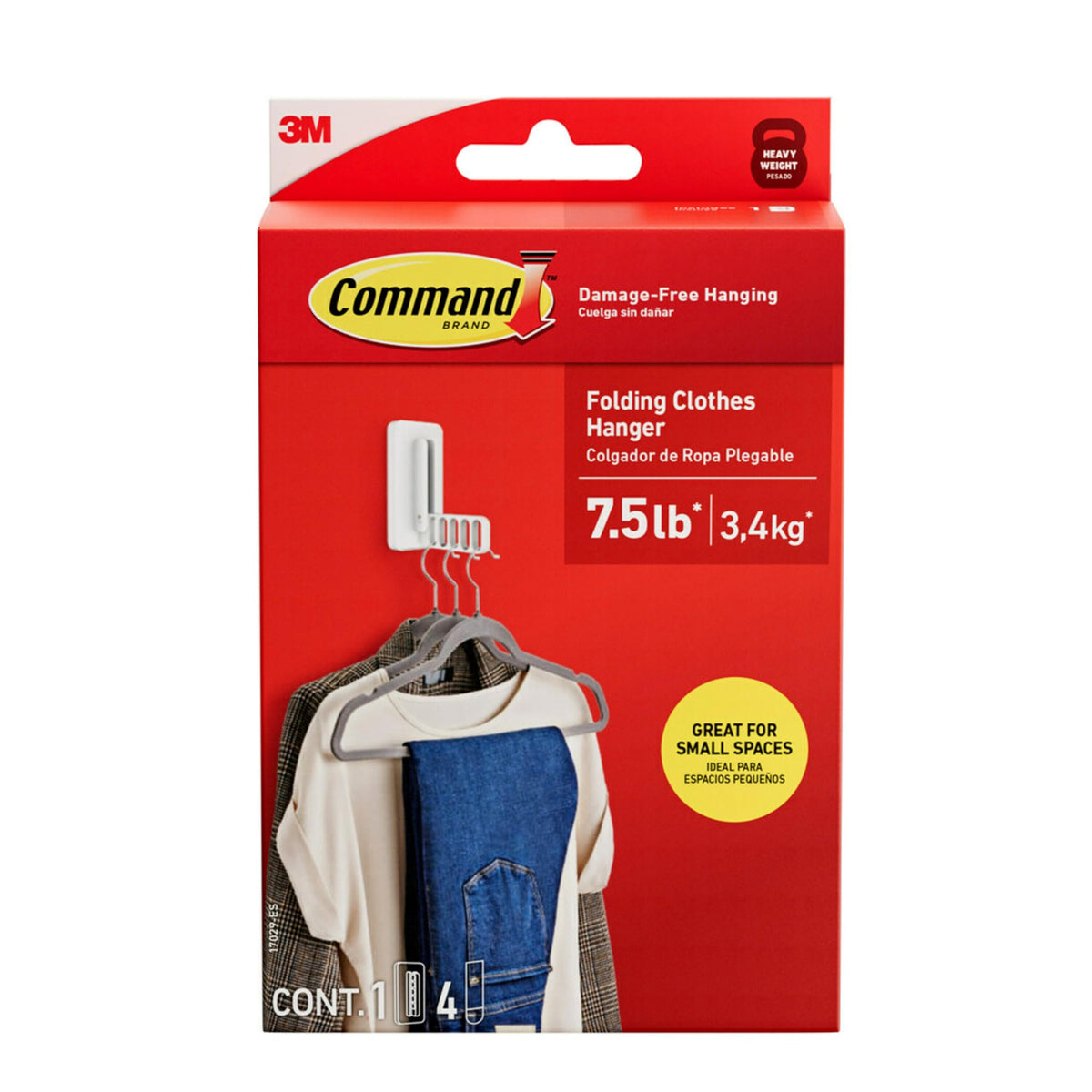 Command folding clothes hanger strong on painted walls, wood, tile, and metal.
