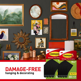 Command picture hanging strips can adhere to glass and metal surfaces.