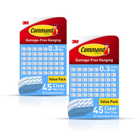 Command Indoor Mini Light Clips on a wall offer damage-free hanging.