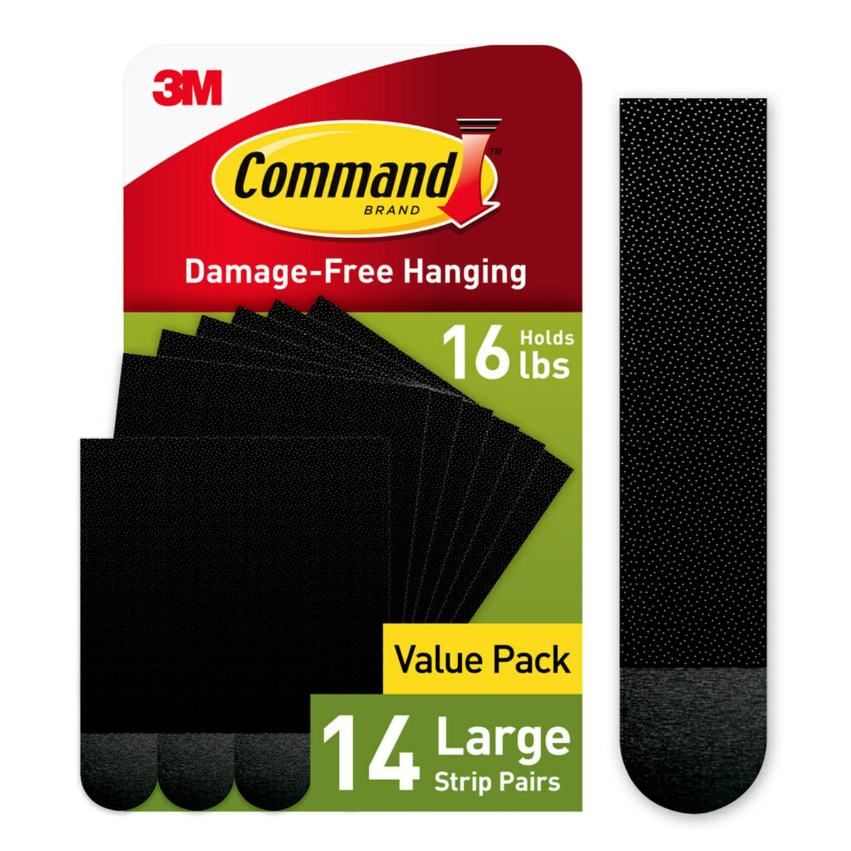 Command Large 15 lb strips on wall for damage-free frame hanging.