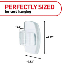 Close-up of Command round cord clip showing adhesive bond on smooth surface