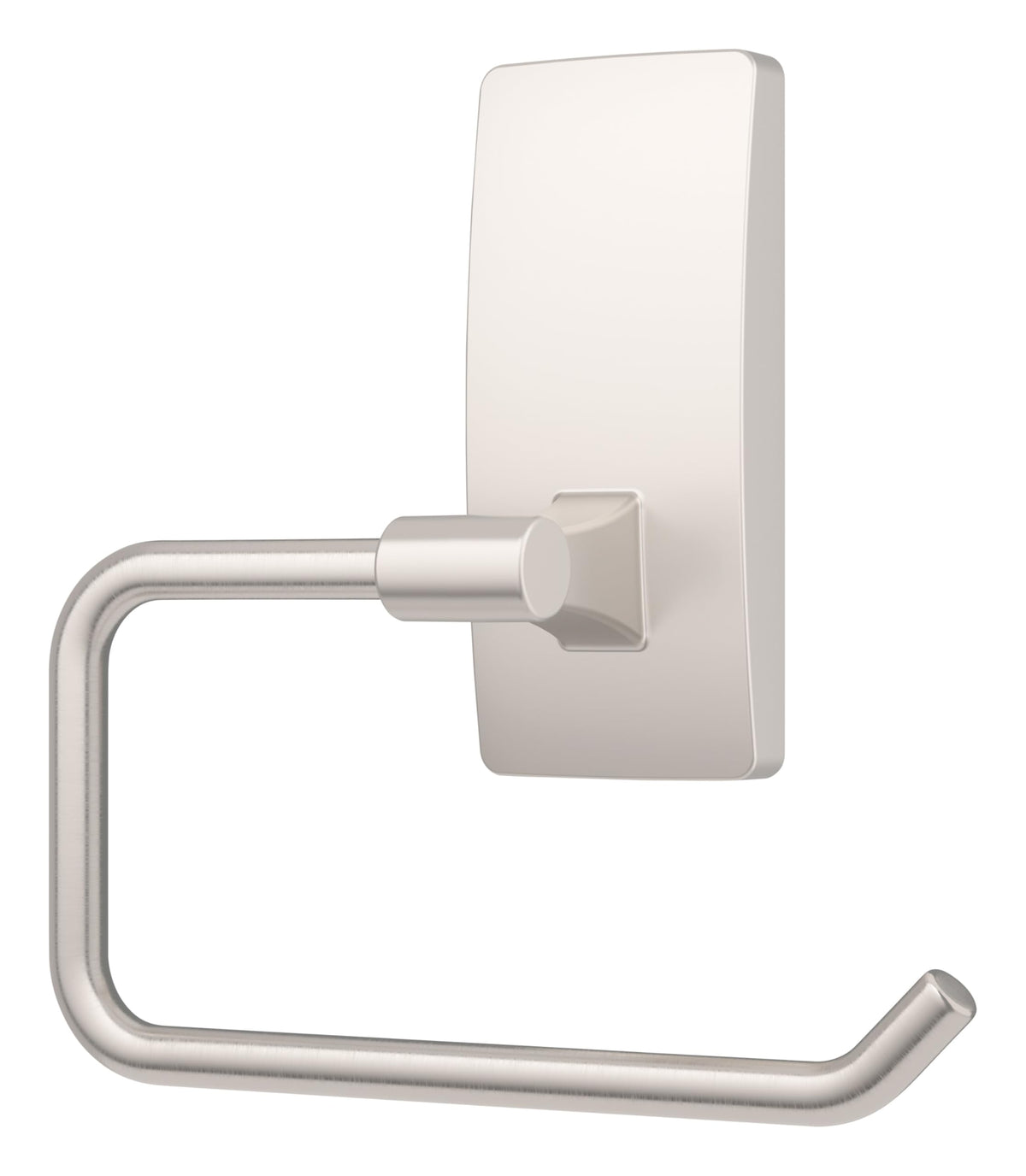 Command rust-resistant bathroom organizer with satin nickel finish for durable storage.