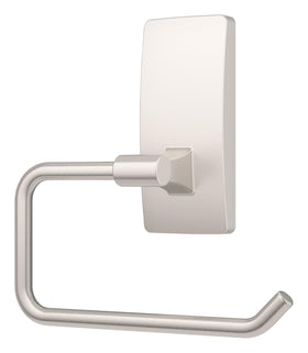 Command rust-resistant bathroom organizer with satin nickel finish for durable storage.