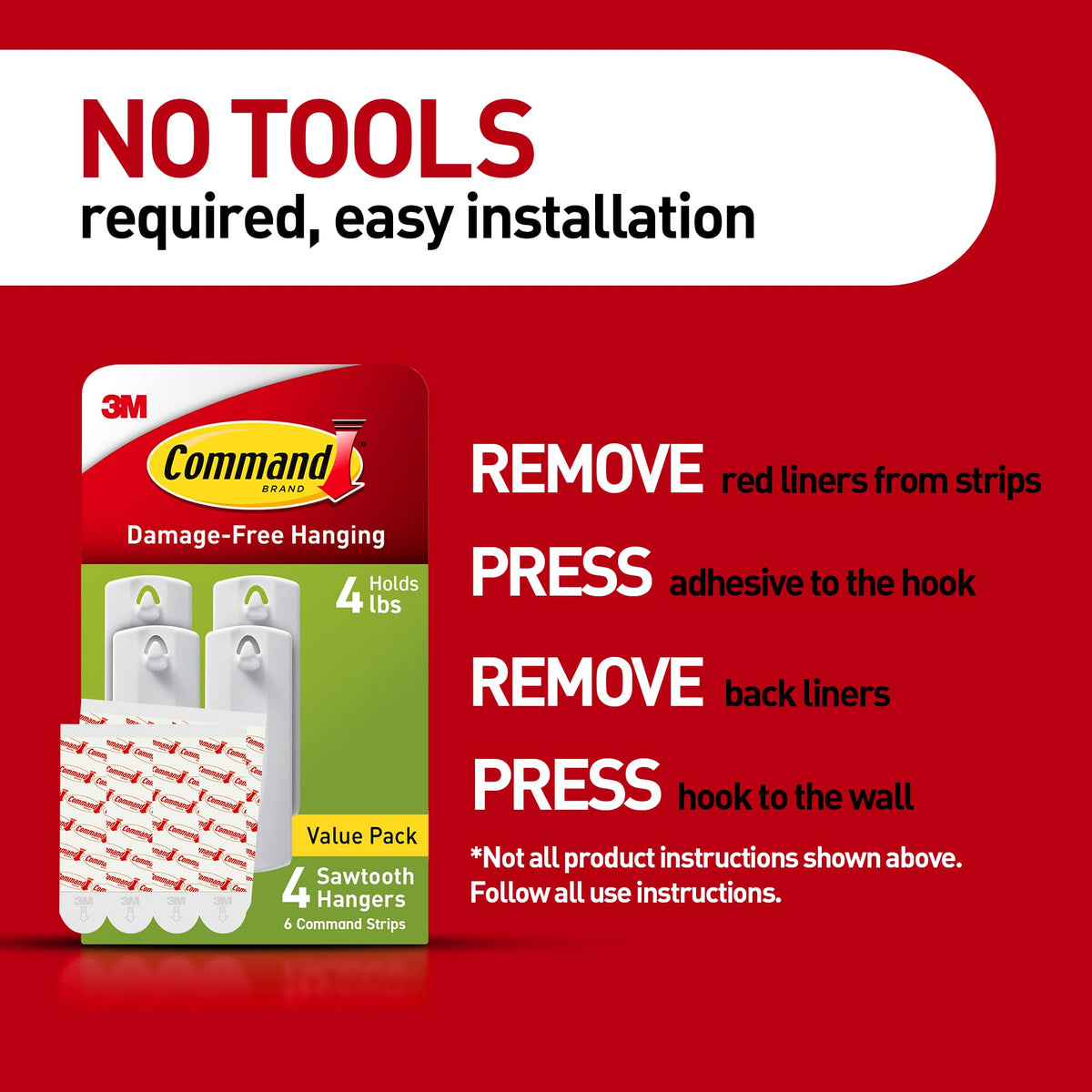 Command strips 16-pack for clean, tool-free mounting of art and photos.