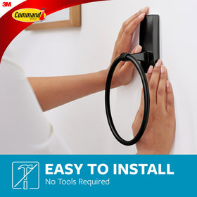 Rust-resistant finish on the Command towel holder suits humid bathrooms.