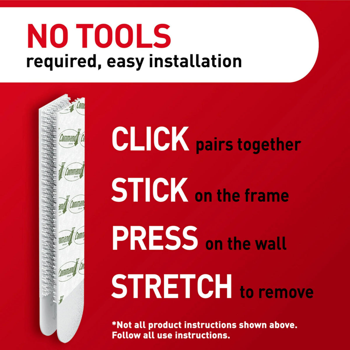 Clear, step-by-step instructions included with Command XL strips.