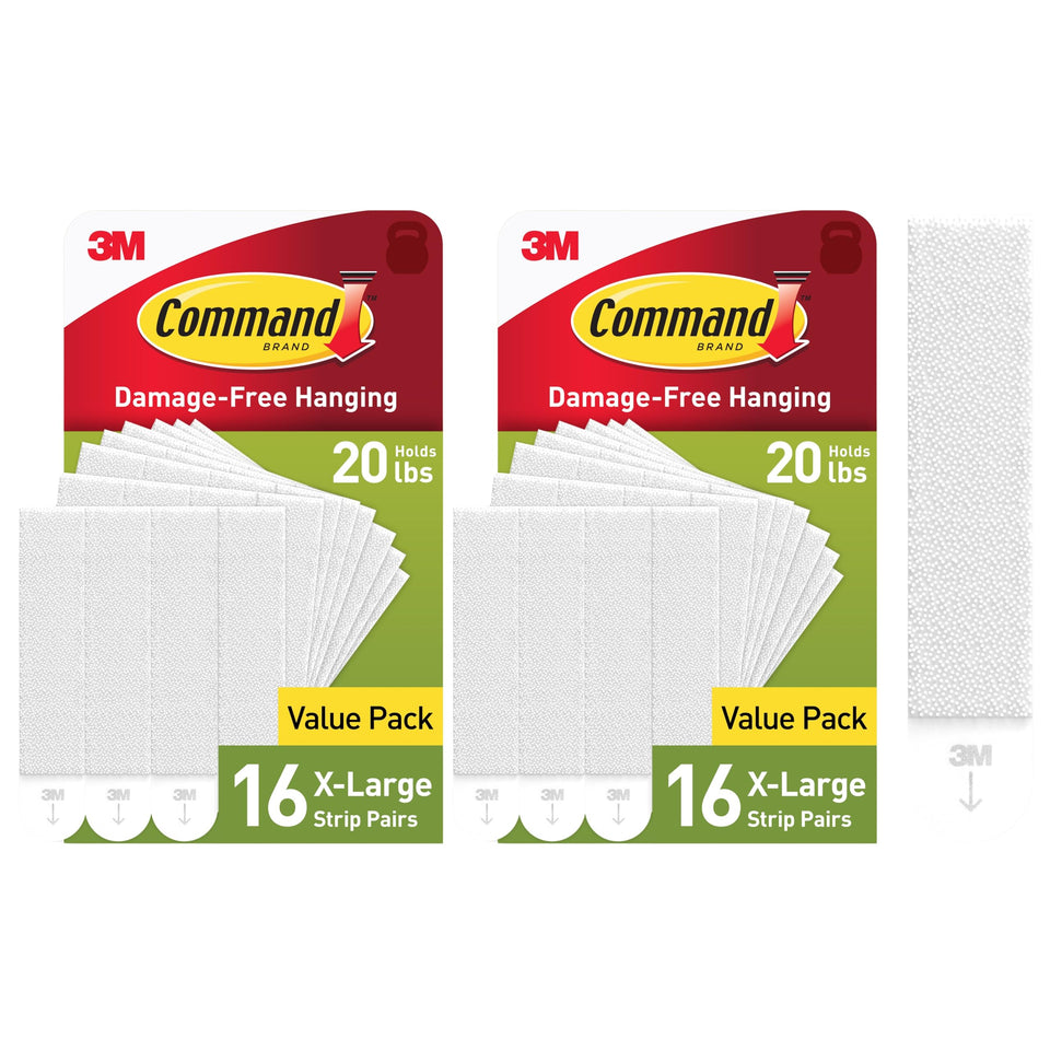 Command XL heavyweight strips package front for damage-free mounting.