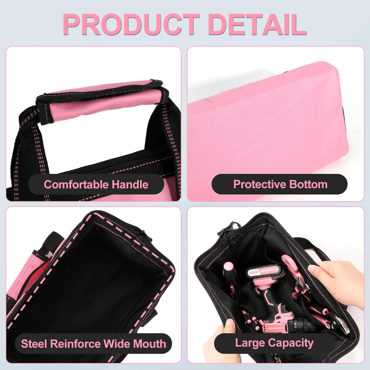 COMOWARE padded handle and adjustable strap offer comfortable carrying