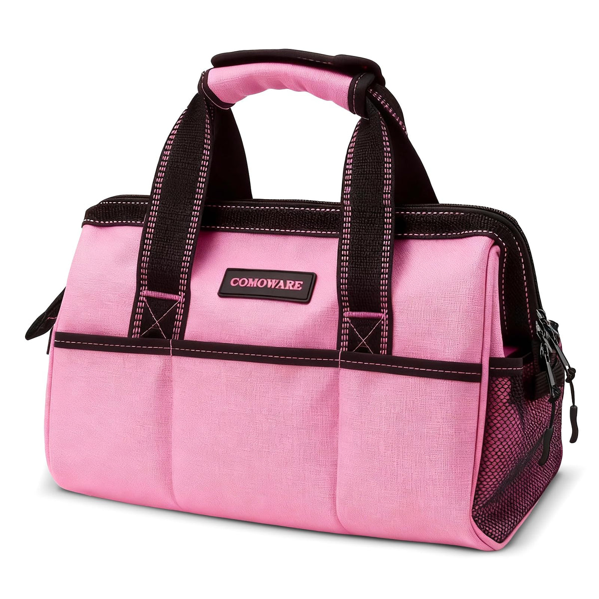 COMOWARE 13-inch pink tool bag with wide mouth for quick access to tools
