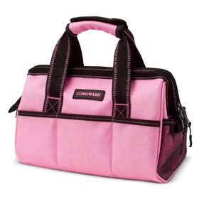 COMOWARE 13-inch pink tool bag with wide mouth for quick access to tools