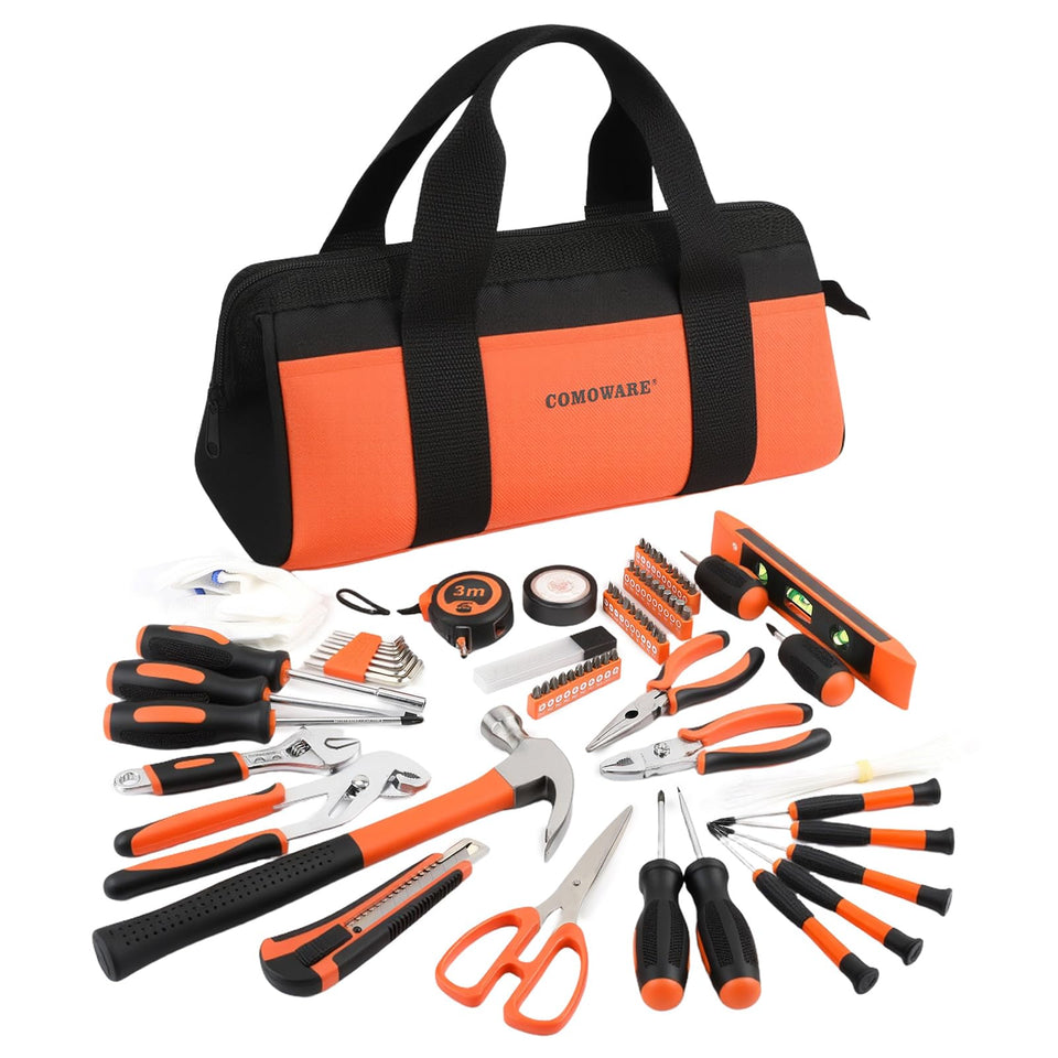 COMOWARE 218 Pcs Tool Kit case front view for easy storage and visibility.