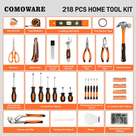 COMOWARE 218 Pcs Tool Kit case open showing organized tools.