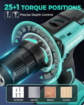 COMOWARE drill featuring 266 In-lb torque for tough materials.